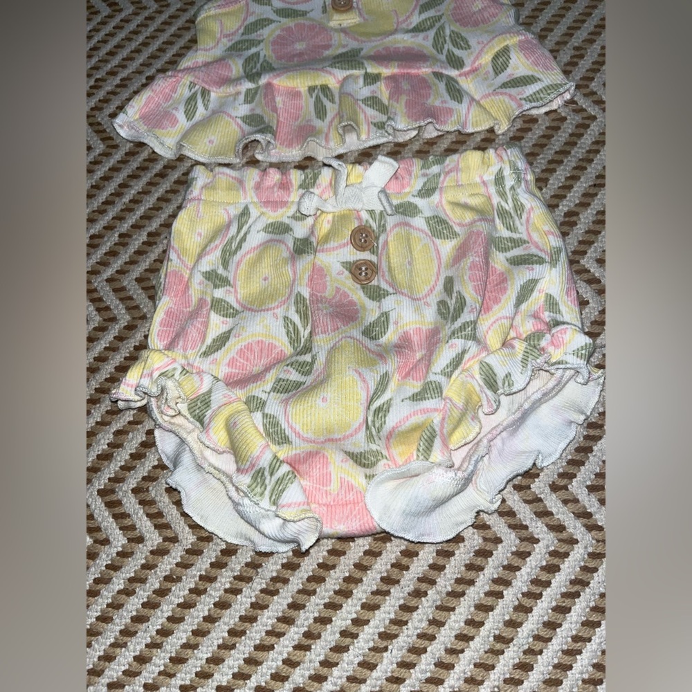 NWOT Rachel and Zoe baby girls size 6/9M summer lemon patterned set - Picture 3 of 7